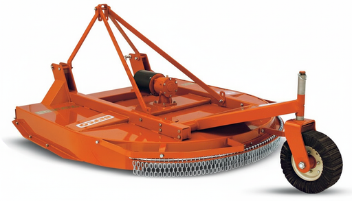 BEFCO TORNADO RHD Series heavy-duty rotary cutter with orange steel frame and tail wheel for 50-100 HP tractors.