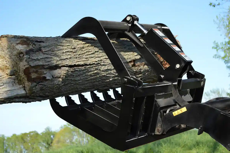 Root Grapple | Mini Skid Steer Attachment | Hydraulic | Single Tine | 3/8" Steel | 2" x 10" Cylinder | Toro Dingo & Bobcat MT50 Mount Options | 36"–50"