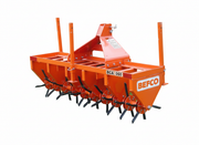 BEFCO core aerator for 20-50 HP tractors, heavy-duty steel, Category 1 3-point hitch, orange finish.
