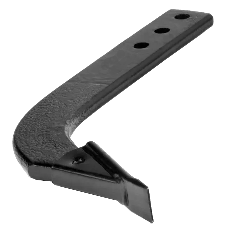 BEFCO box blade's replaceable ripping shank tip, emphasizing its adaptability and maintenance ease.