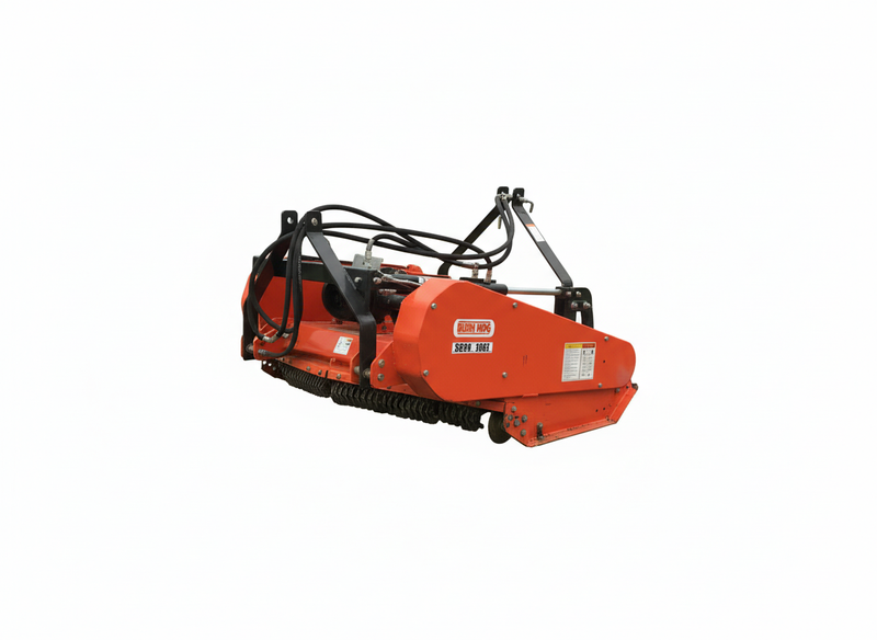 BEFCO Sickle Bar Mower, PTO-driven, for 20-75 HP tractors, shown in a side view with hydraulic components.