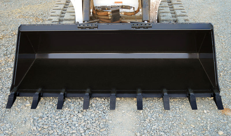 Low Profile Bucket for Compact Tractor | 50 HP & Under | 3/16" Sides & Bottom | Wear Bars | Smooth or Tooth