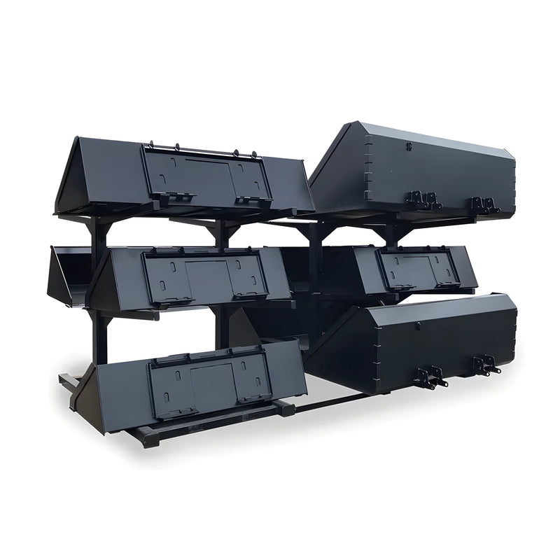 Forklift/Skidsteer Bucket Rack | 2-6 Bucket Capacity | Heavy-Duty Steel | Reinforced Arms | Star Industries