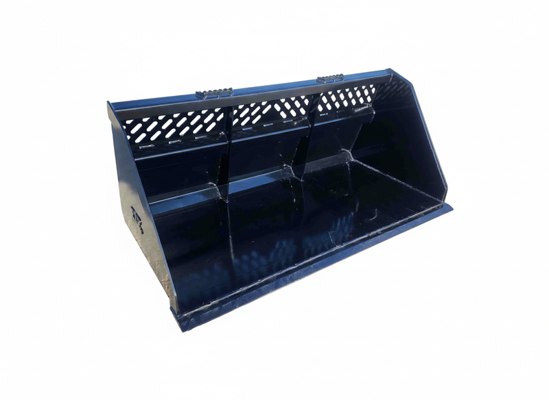 XL High Capacity Open Back Bucket for skid steer, featuring open rear design for efficient material distribution.