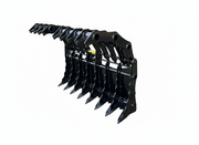 Yellow John Deere Bull Dozer with open Stinger Attachment claw