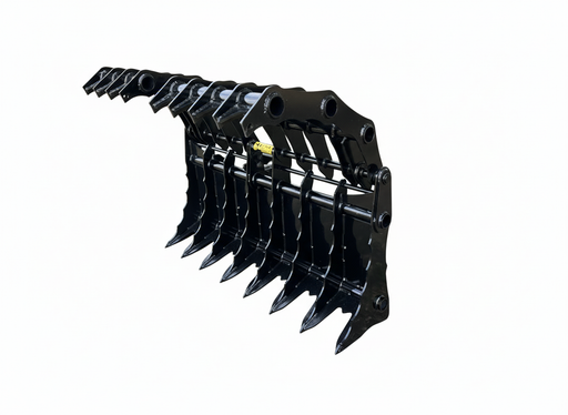 Yellow John Deere Bull Dozer with open Stinger Attachment claw