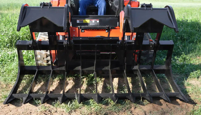 Heavy Duty Root Grapple | Skid Steer Attachment | Hydraulic | Up to 110 HP | 9,500 lb Grapple Force | 1" Independent Tines | 1" Outer Tines | Quick Attach | 66"–84"